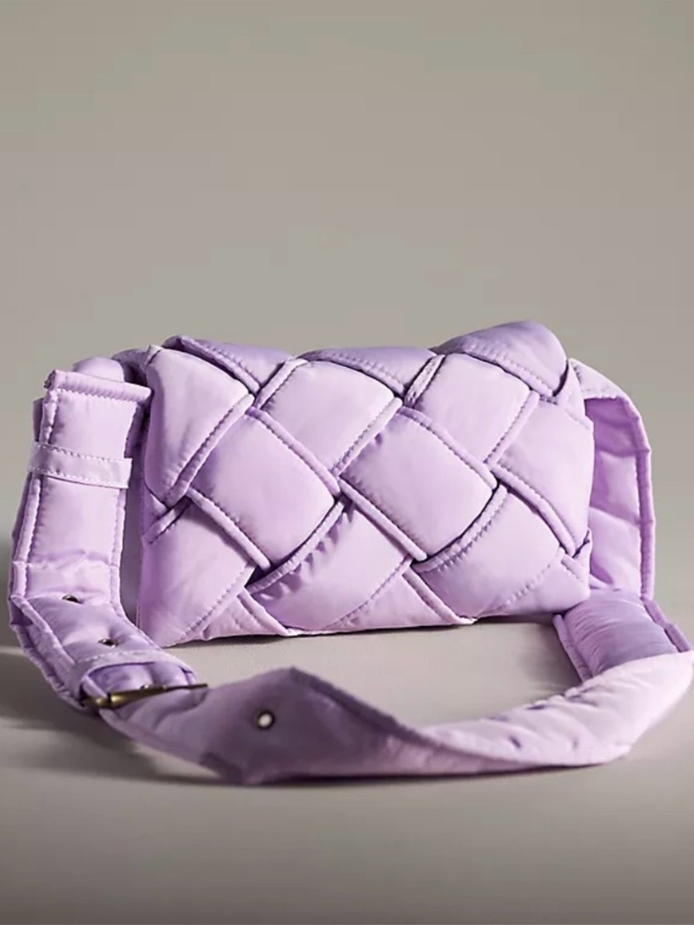Anthropologie Lark Puffy Woven Crossbody Bag in Lilac